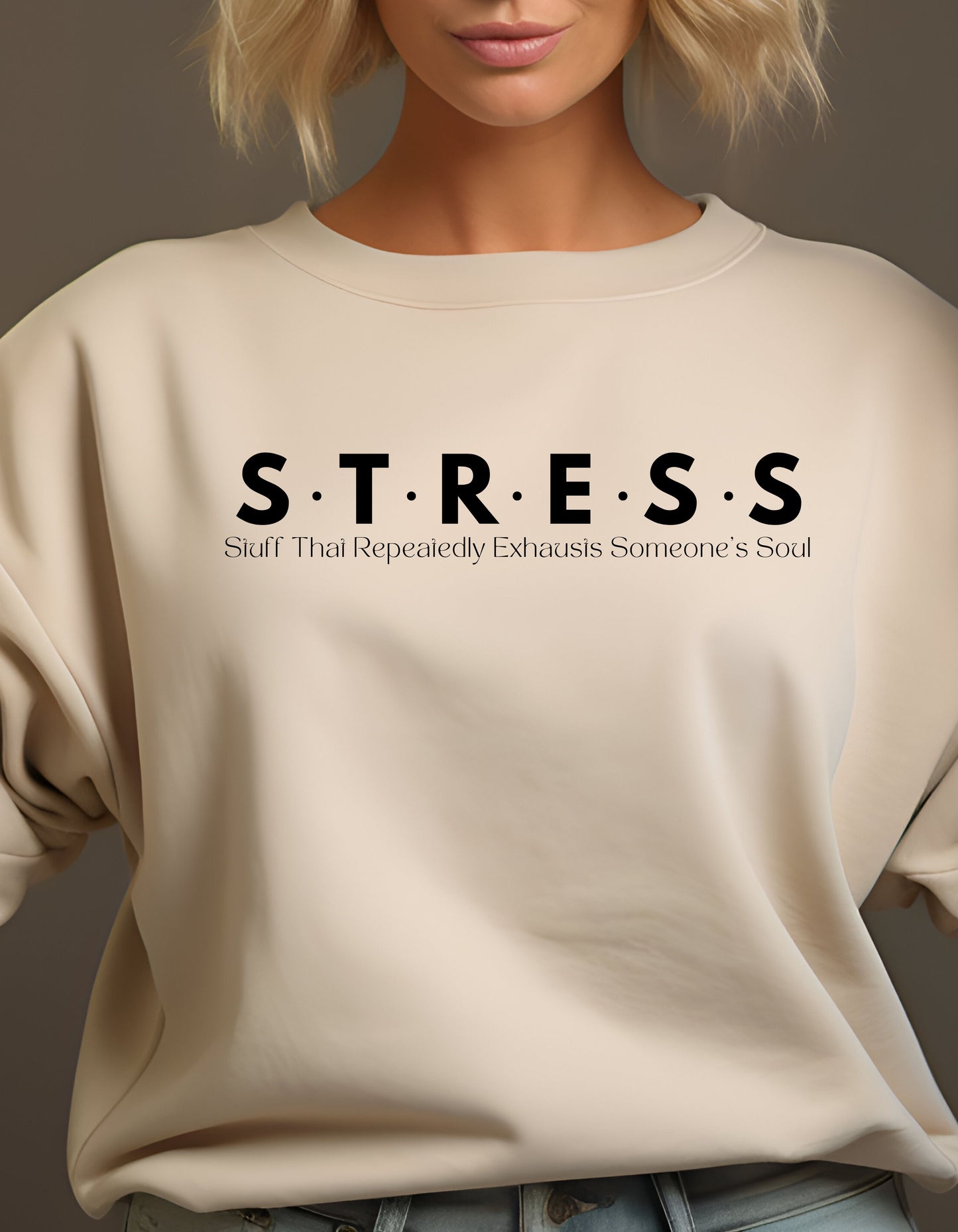 S.T.R.E.S.S. Graphic Crewneck Sweatshirt for Women