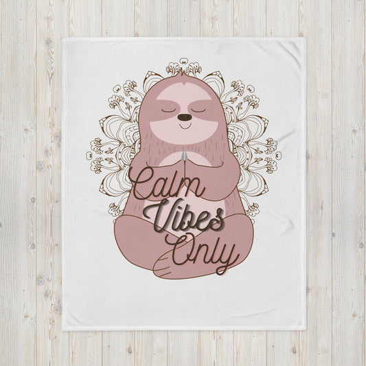 Calm Vibes Only Sloth Throw Blanket